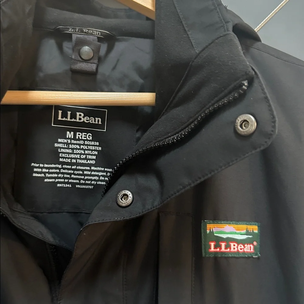 ll bean men’s medium black shell - Picture 3 of 4